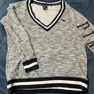 Victoria's Secret PINK Black and Gray V-Neck Sweater